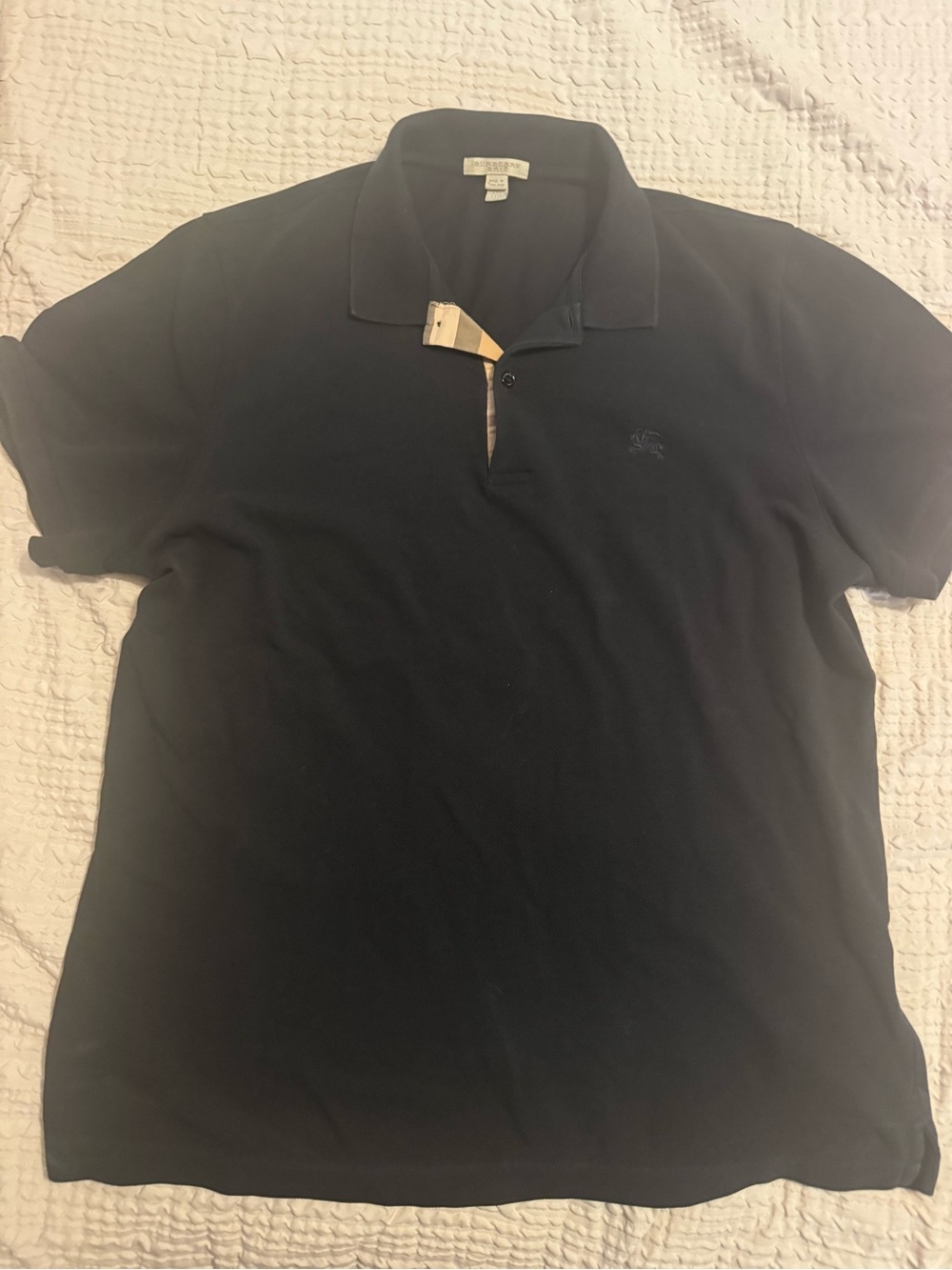 Burberry Men's Black Polo Shirt with Tonal Logo